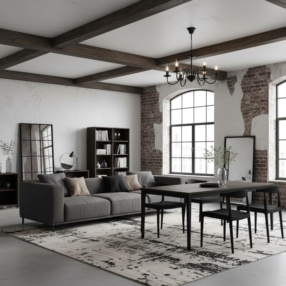 czarna lampa wisząca edylit 6 punktowa loft do salonu