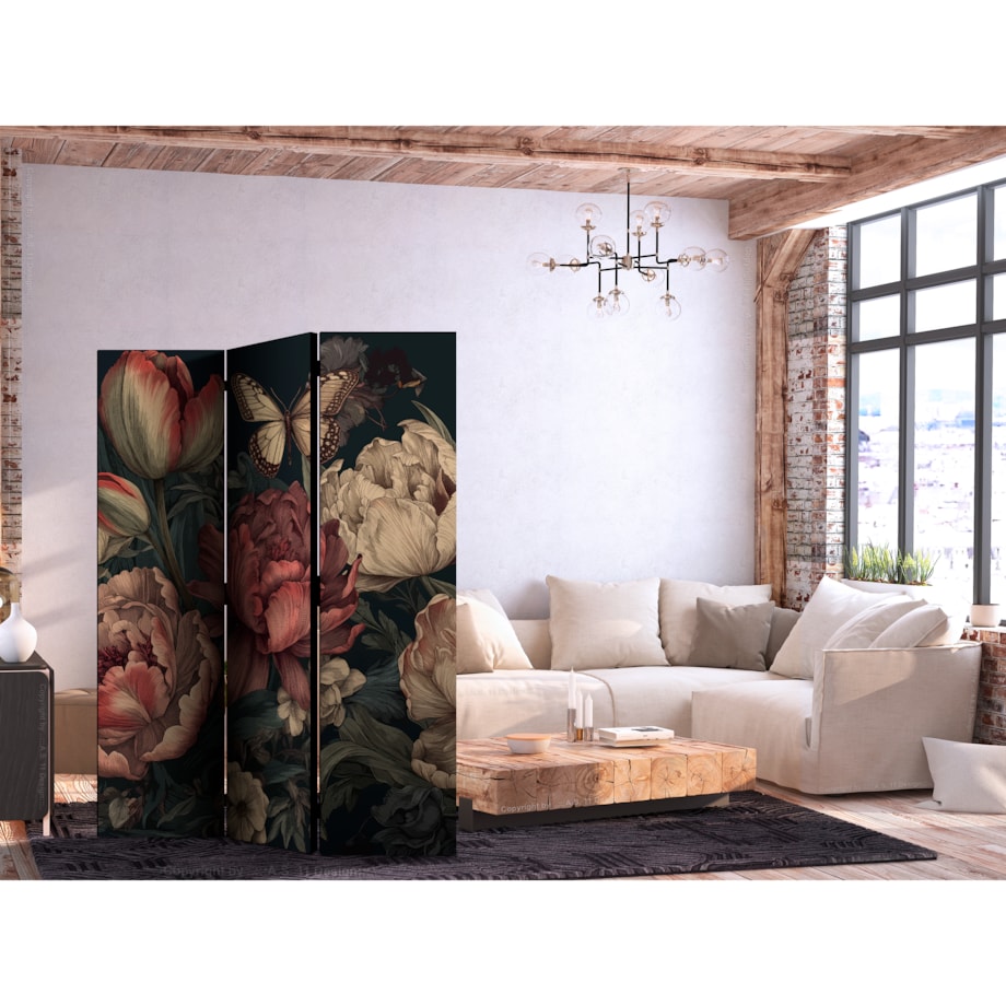 Parawan Dwustronny Ilustracja florystyczna 135x172cm
