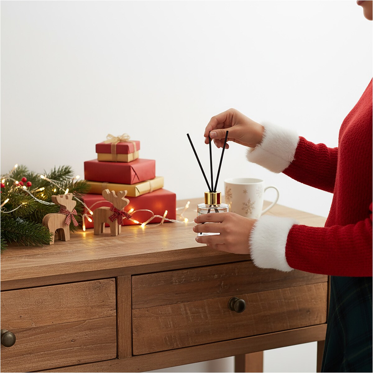 Patyczki Zapachowe Dyfuzor Zapach Świąteczny Odświeżacz Powietrza 50 Ml Śnieżynka Piernik