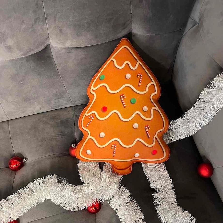 Poduszka piernik Choinka świąteczna brązowa