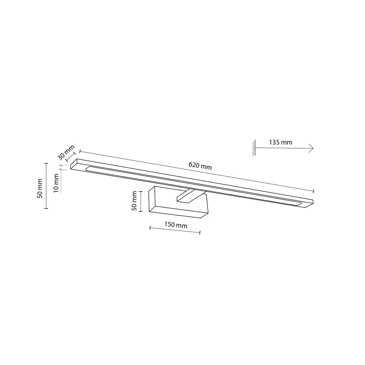 Kinkiet łazienkowy LED nad lustro 20W 2450 lm IP44 czarny TK Lighting GALLERY 18002 4000K