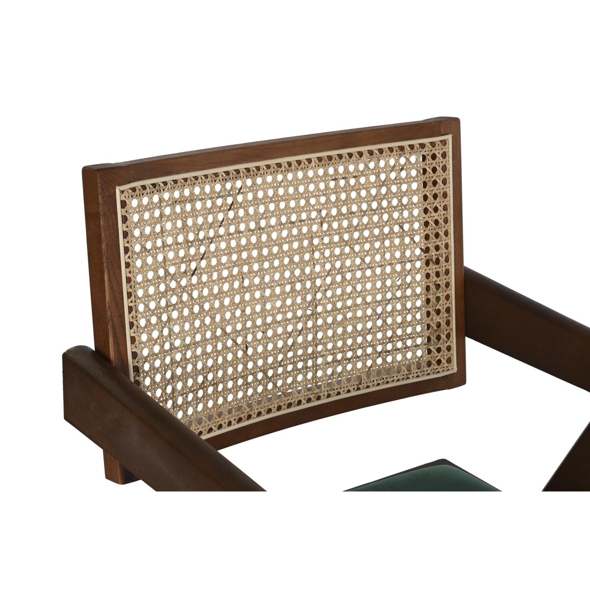 Krzesło drewniane z plecionką wiedeńską i aksamitem butelkowe