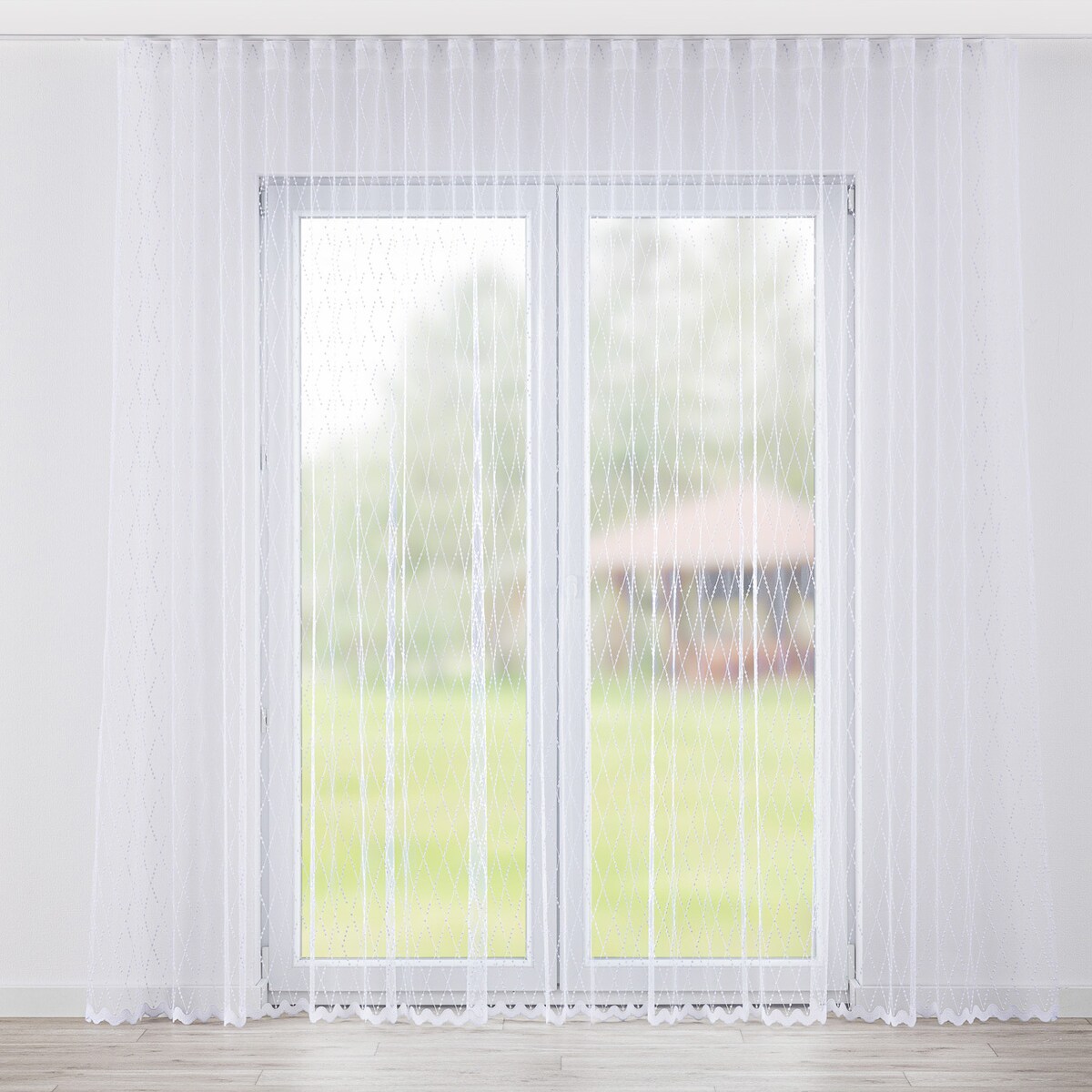 Firana na taśmie 300x245 biały ze wzorem