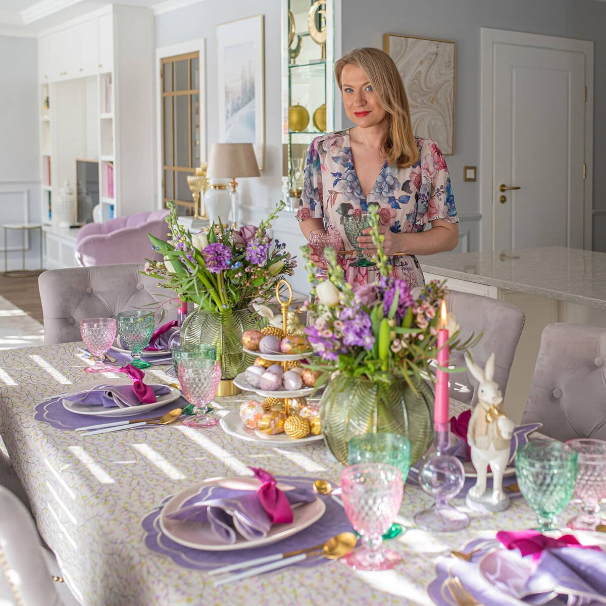 Haftowane podkładki Purple Petali - 4 sztuki