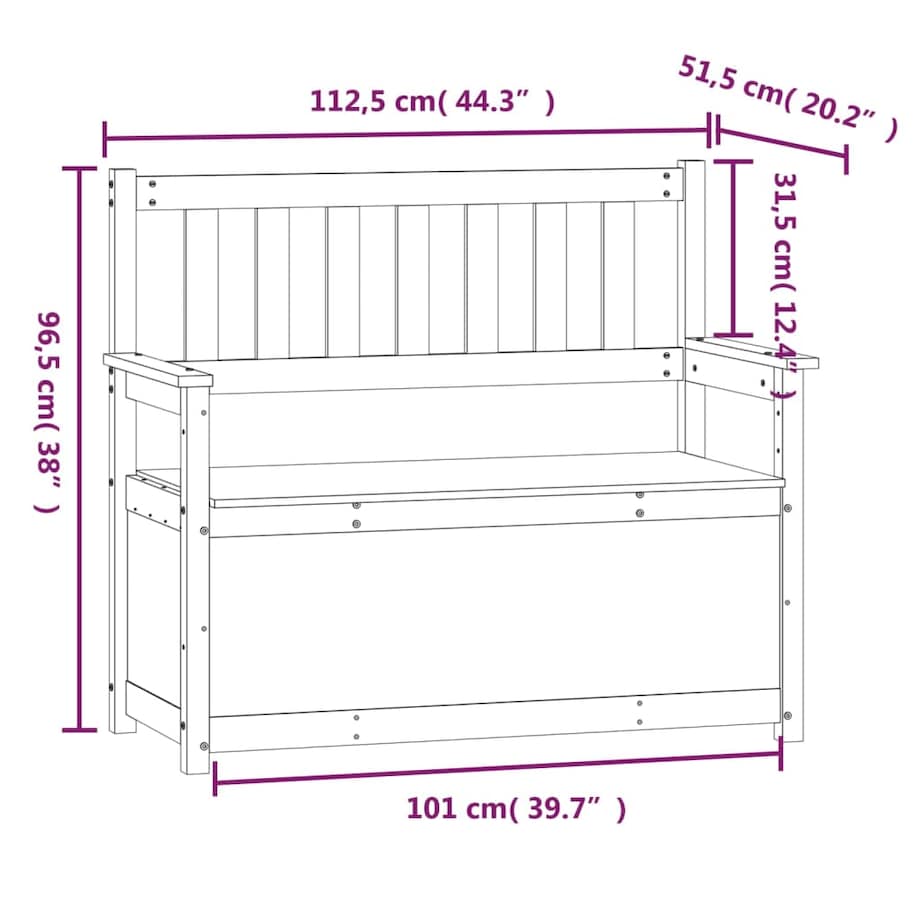 vidaXL Ławka, biała, 112,5x51,5x96,5 cm, lite drewno sosnowe