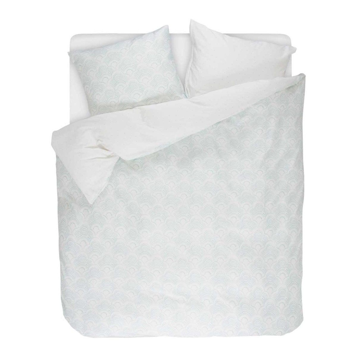 Komplet pościeli z bawełny satynowej we wzory w kolorze niebieskim, poszewka ozdobna, pościel dwustronna, pościel Esprit, 200 x 220 cm