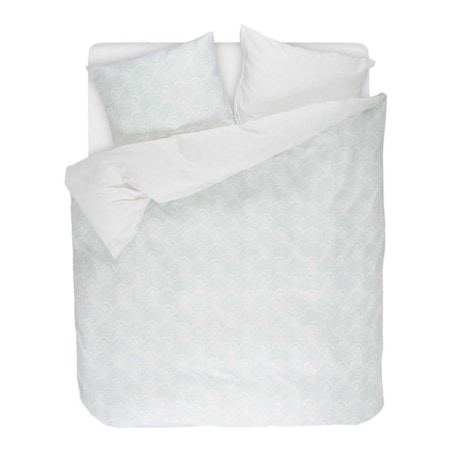 Komplet pościeli z bawełny satynowej we wzory w kolorze niebieskim, poszewka ozdobna, pościel dwustronna, pościel Esprit, 200 x 220 cm