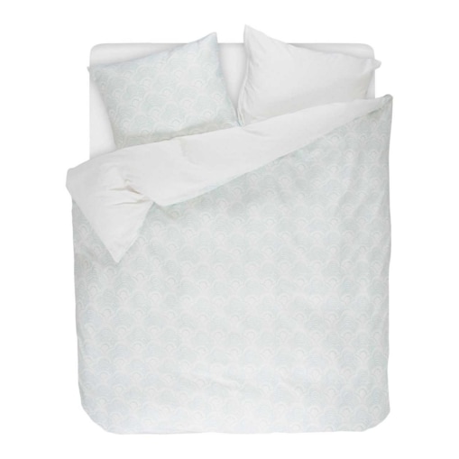 Komplet pościeli z bawełny satynowej we wzory w kolorze niebieskim, poszewka ozdobna, pościel dwustronna, pościel Esprit, 200 x 220 cm