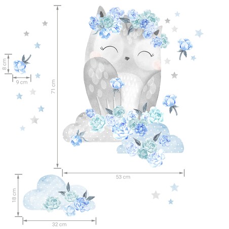 Naklejka na ścianę Sowa niebieska