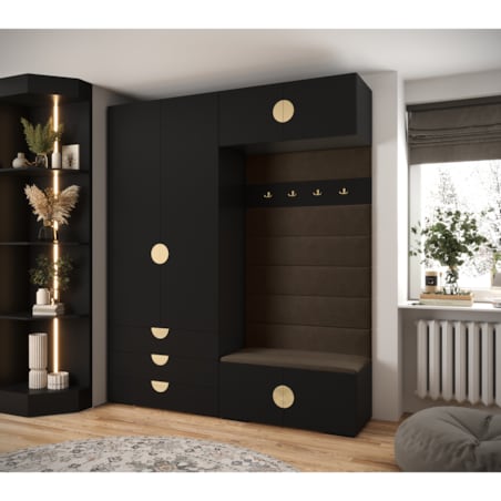 Garderoba do przedpokoju INOVA 4 Z12 czarny+złoty+manila04