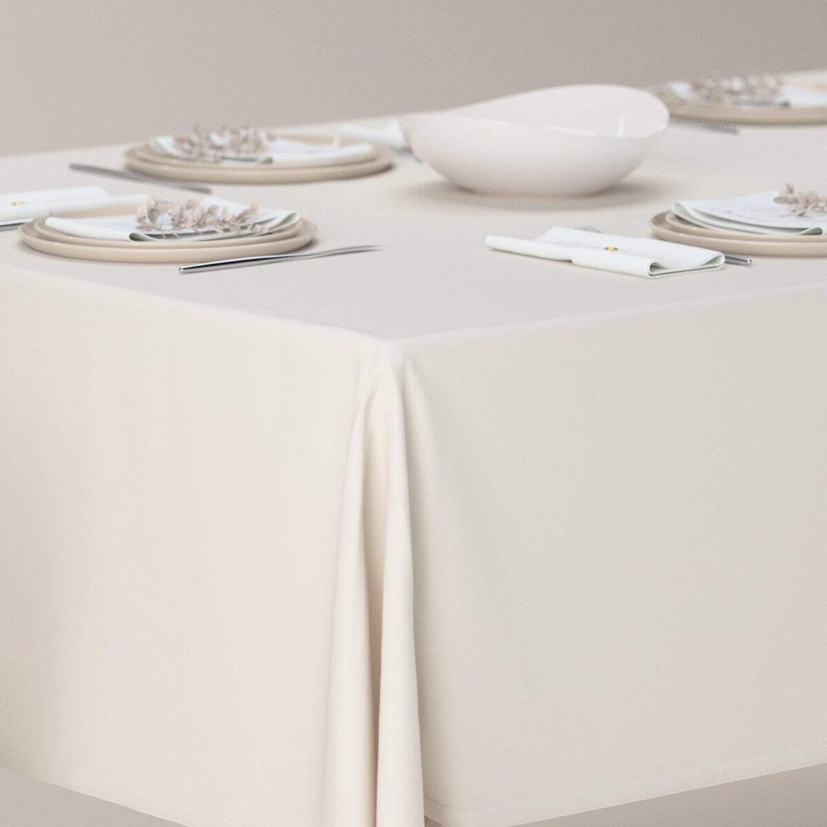 Obrus prostokątny, satynowa biel, Vintage 70's