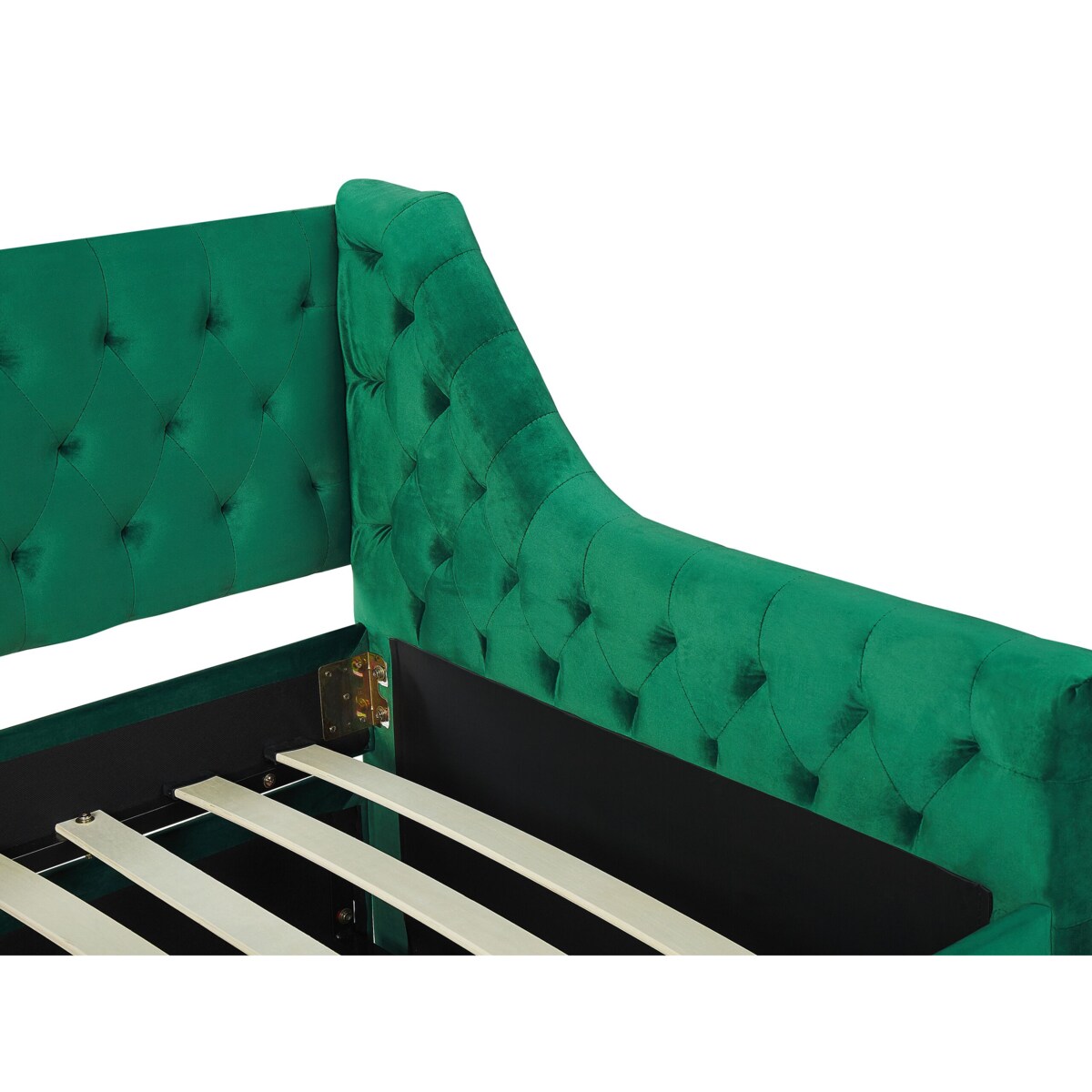 Łóżko wysuwane welurowe 90 x 200 cm zielone MONTARGIS