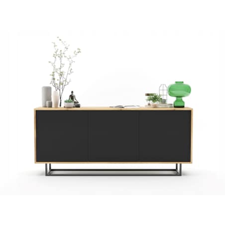 Komoda Loft Szafka RTV Industrialna Dąb Wotan Czarny MAT 168 cm