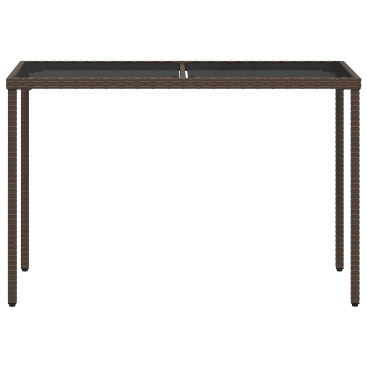 vidaXL Stół ogrodowy ze szklanym blatem, brąz, 115x54x74 cm, rattan PE