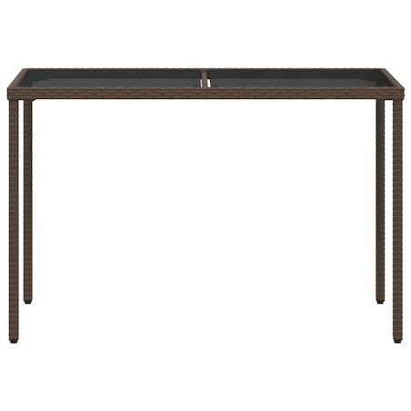 vidaXL Stół ogrodowy ze szklanym blatem, brąz, 115x54x74 cm, rattan PE