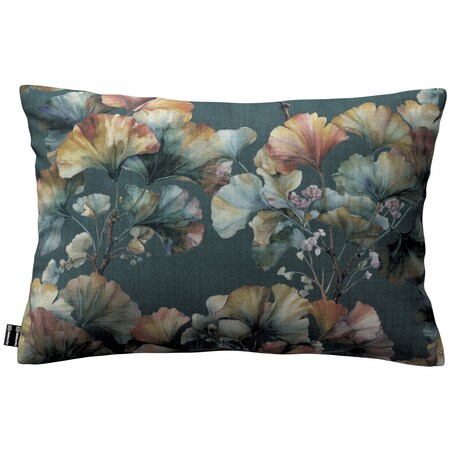 Poszewka Kinga na poduszkę prostokątną 47x28 liście miłorzębu na granatowym tle