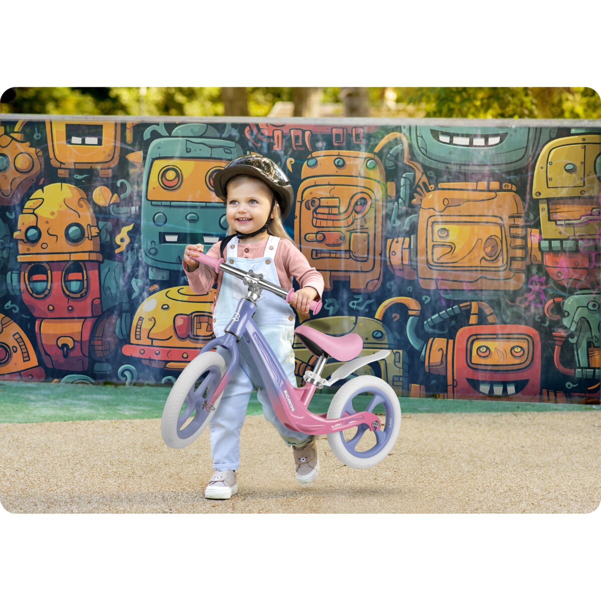 Rowerek biegowy dla dzieci magnesium Ricokids różowo-fioletowy Funnu 760502