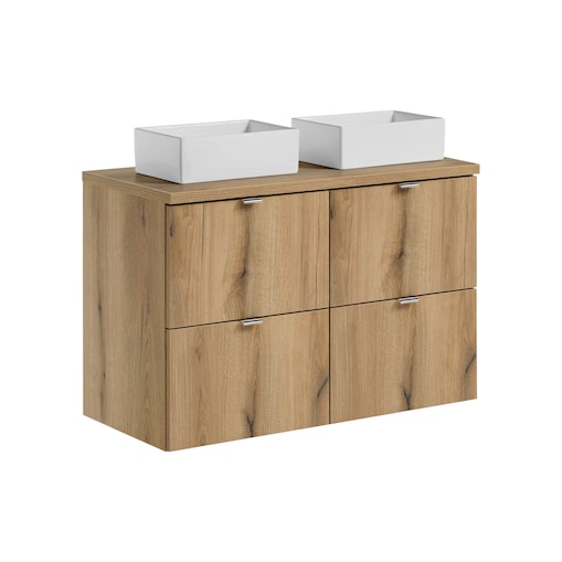 Zestaw meblowy 100cm z blatem i 2 umywalkami nablatowymi Gaja SET-NOA B OAK 100CM S UN GAJA SW