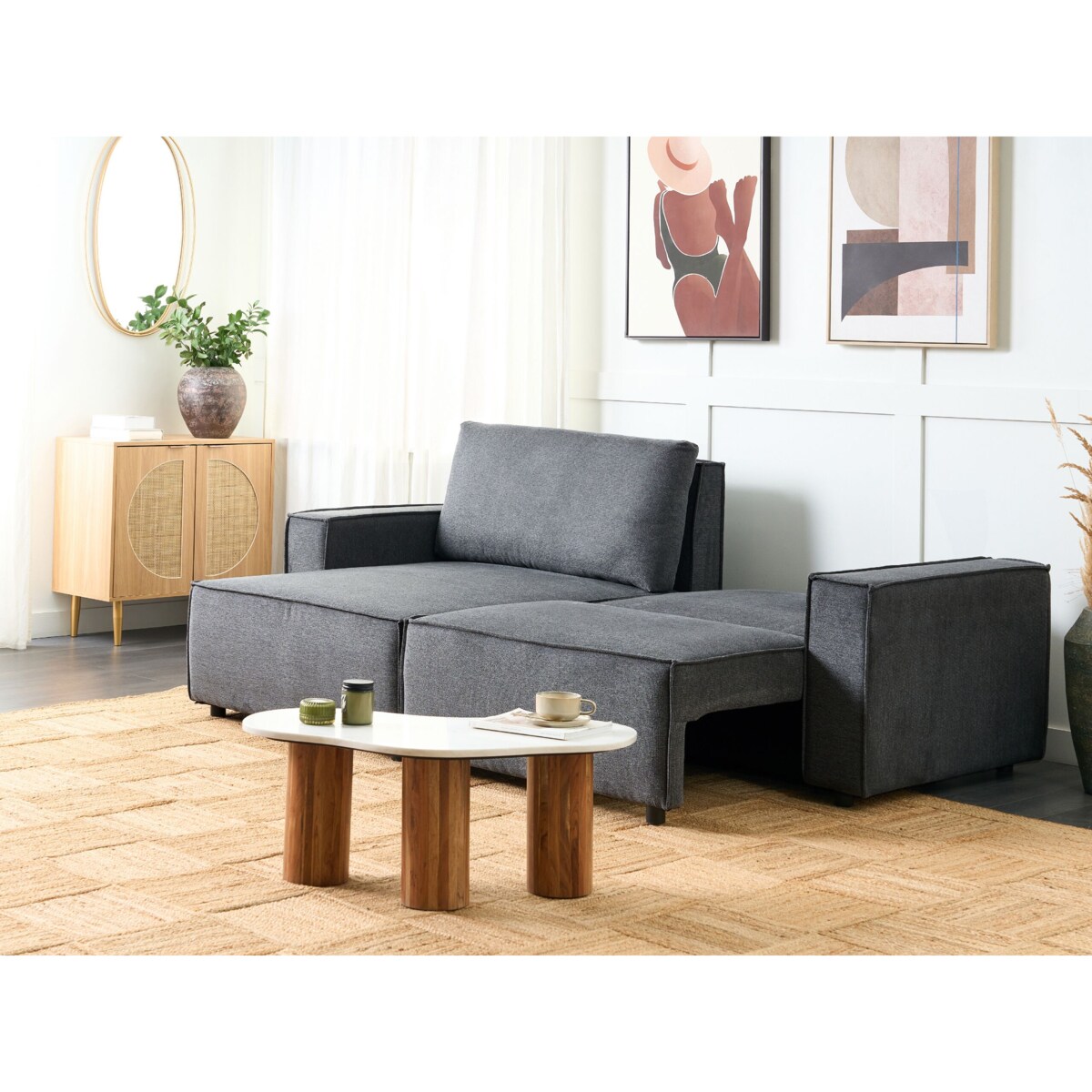 Narożnik prawostronny rozkładany z pojemnikiem ciemnoszary KARILA