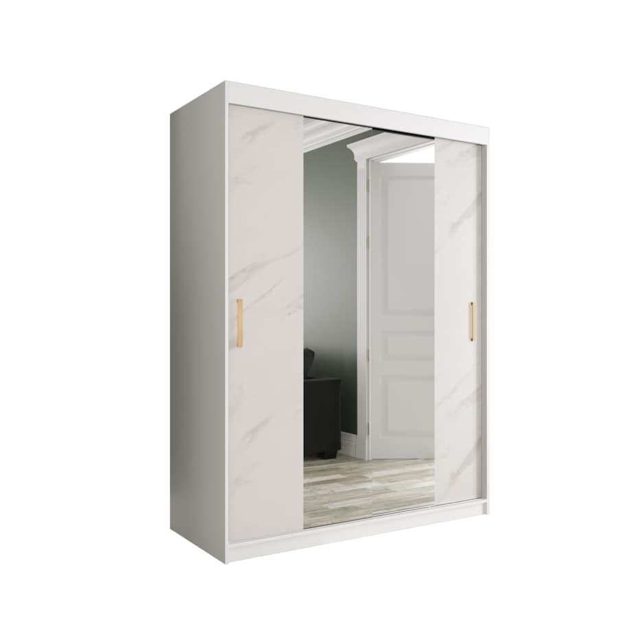 Szafa przesuwna Garderoba MARMUR T1 150 gł. 62 biały