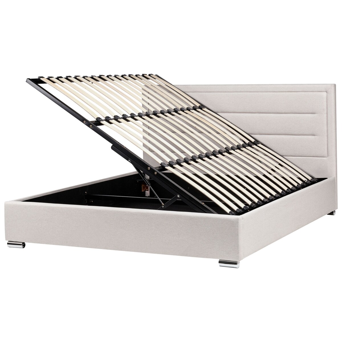 Łóżko z pojemnikiem ROUEN 180 x 200 cm Jasnobeżowy