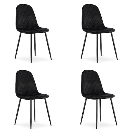 Krzesło Do Jadalni Kuchni Salonu Asti - Czarny Aksamit X 4