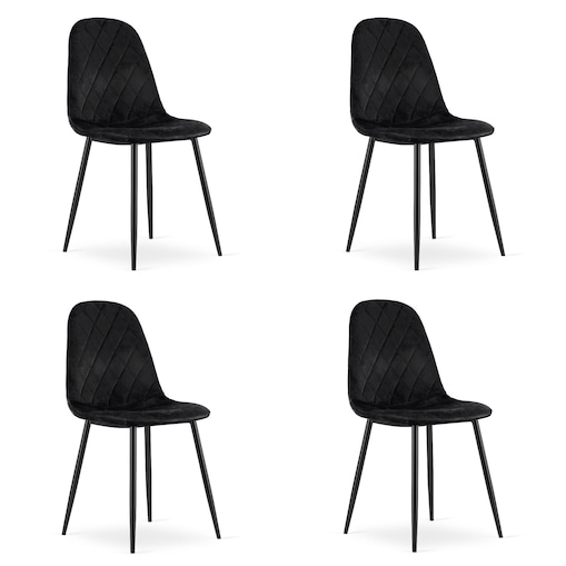 Krzesło Do Jadalni Kuchni Salonu Asti - Czarny Aksamit X 4