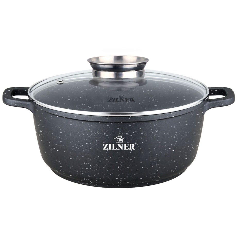 Garnek marmurkowy z pokrywką czarny mały 1.3L 16cm na indukcję gaz ZILNER