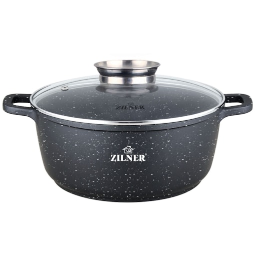 Garnek marmurkowy z pokrywką czarny mały 1.3L 16cm na indukcję gaz ZILNER
