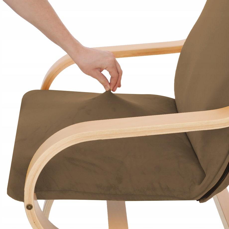 Pokrowiec Na Fotel Finka Kakaowy Brąz Welur Elastyczny