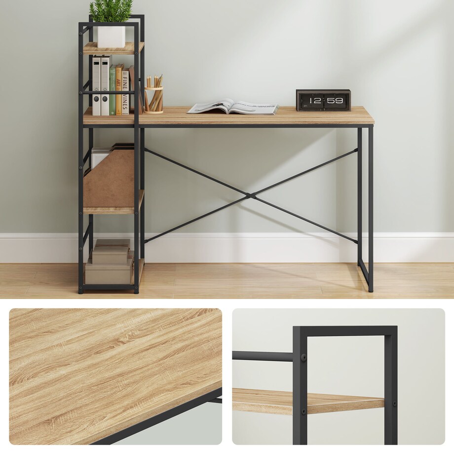 Biurko Komputerowe Max 4.0 Dąb Sonoma, Czarny