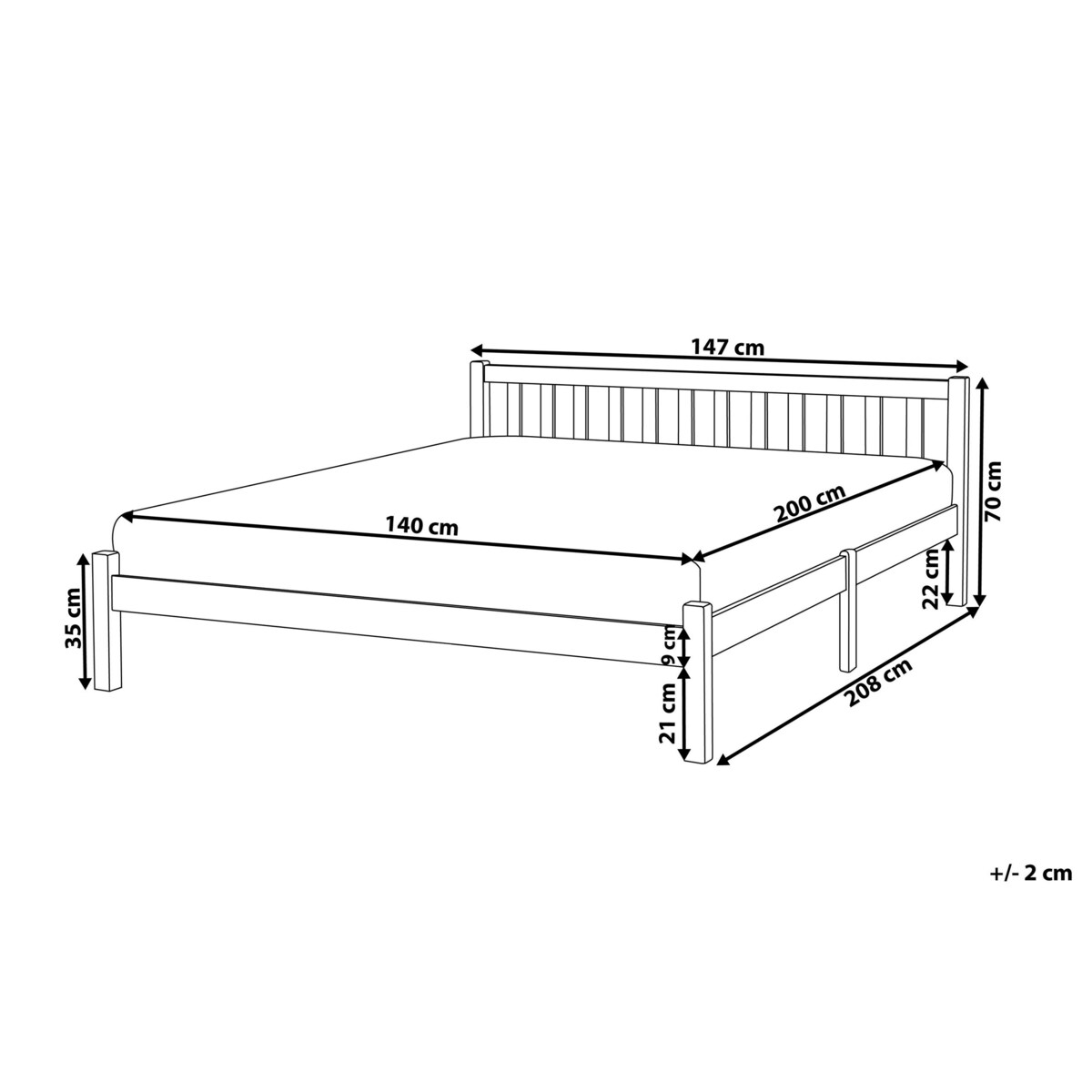 Łóżko drewniane 140 x 200 cm jasne FLORAC