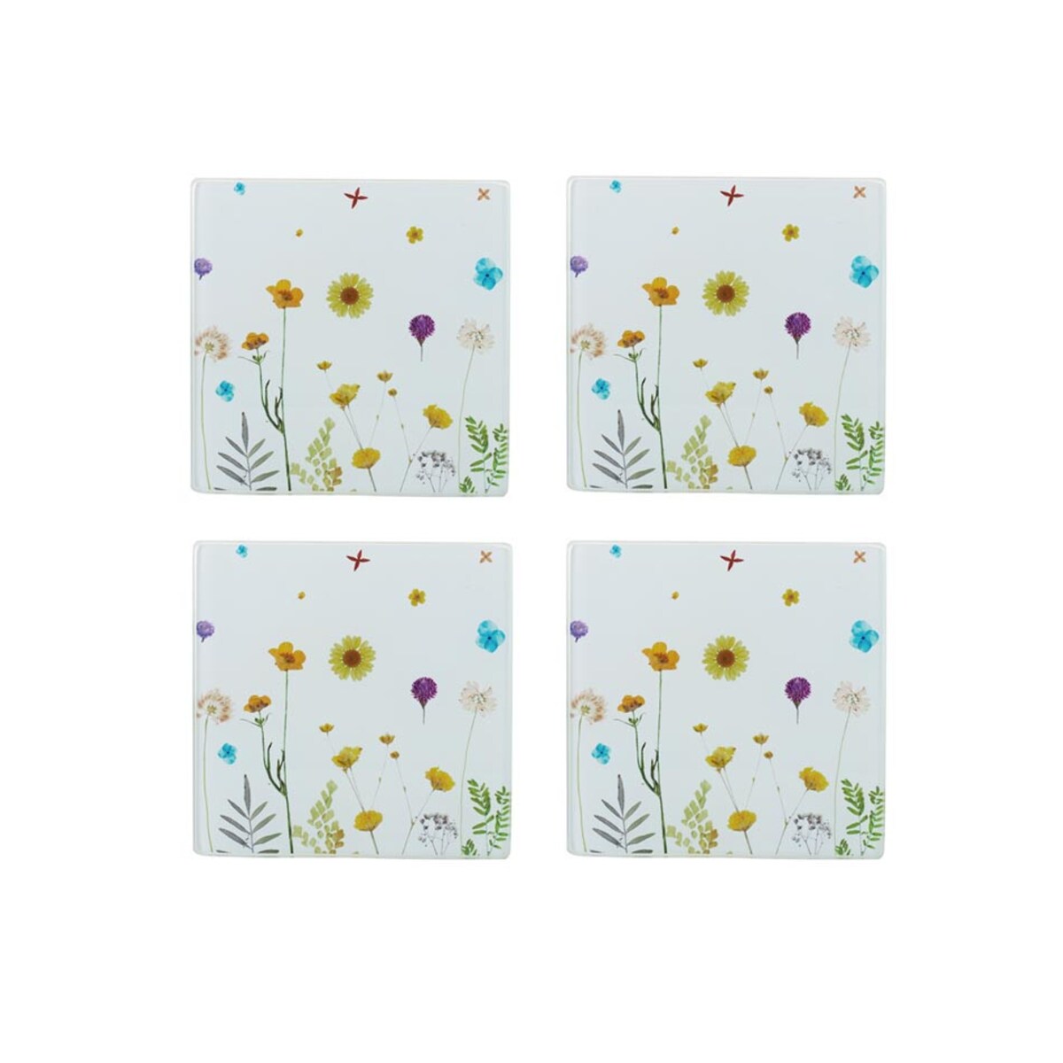 Zestaw 4 podkładek szklanych Botanics, 11 x 11 cm, Typhoon