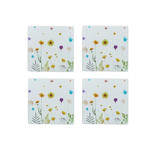 Zestaw 4 podkładek szklanych Botanics, 11 x 11 cm, Typhoon