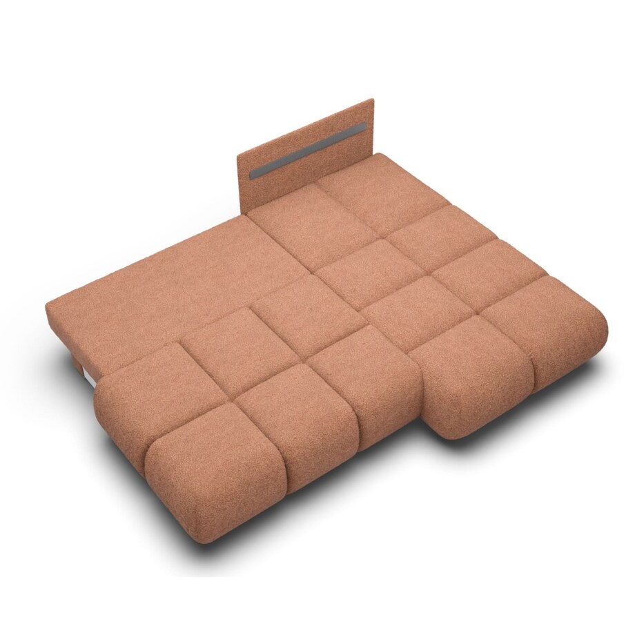 Pikowany Narożnik MILA rozkładany bez boczków prawy ceglasty