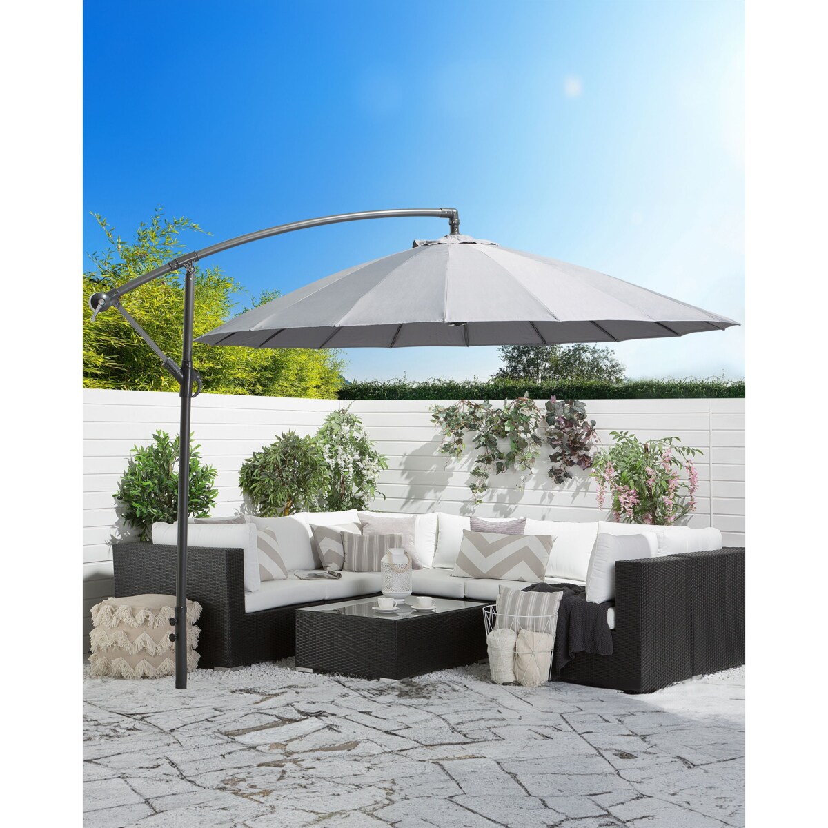 Parasol ogrodowy na wysięgniku 268 cm CALABRIA II Ciemnoszary