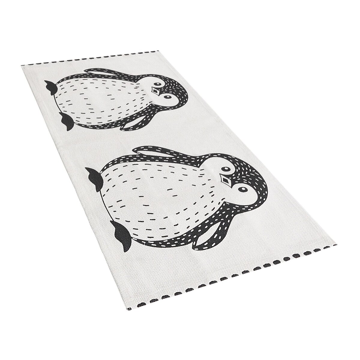 Dywan dziecięcy bawełniany motyw pingwina 60 x 90 cm czarno-biały HAJDARABAD
