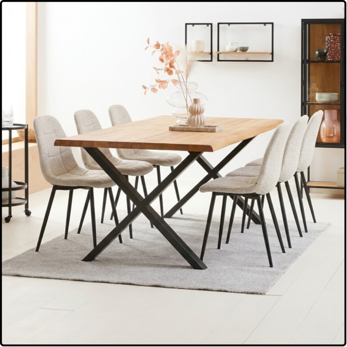 Krzesło tapicerowane pikowane beżowe z tkaniny wygodne nowoczesne do kuchni