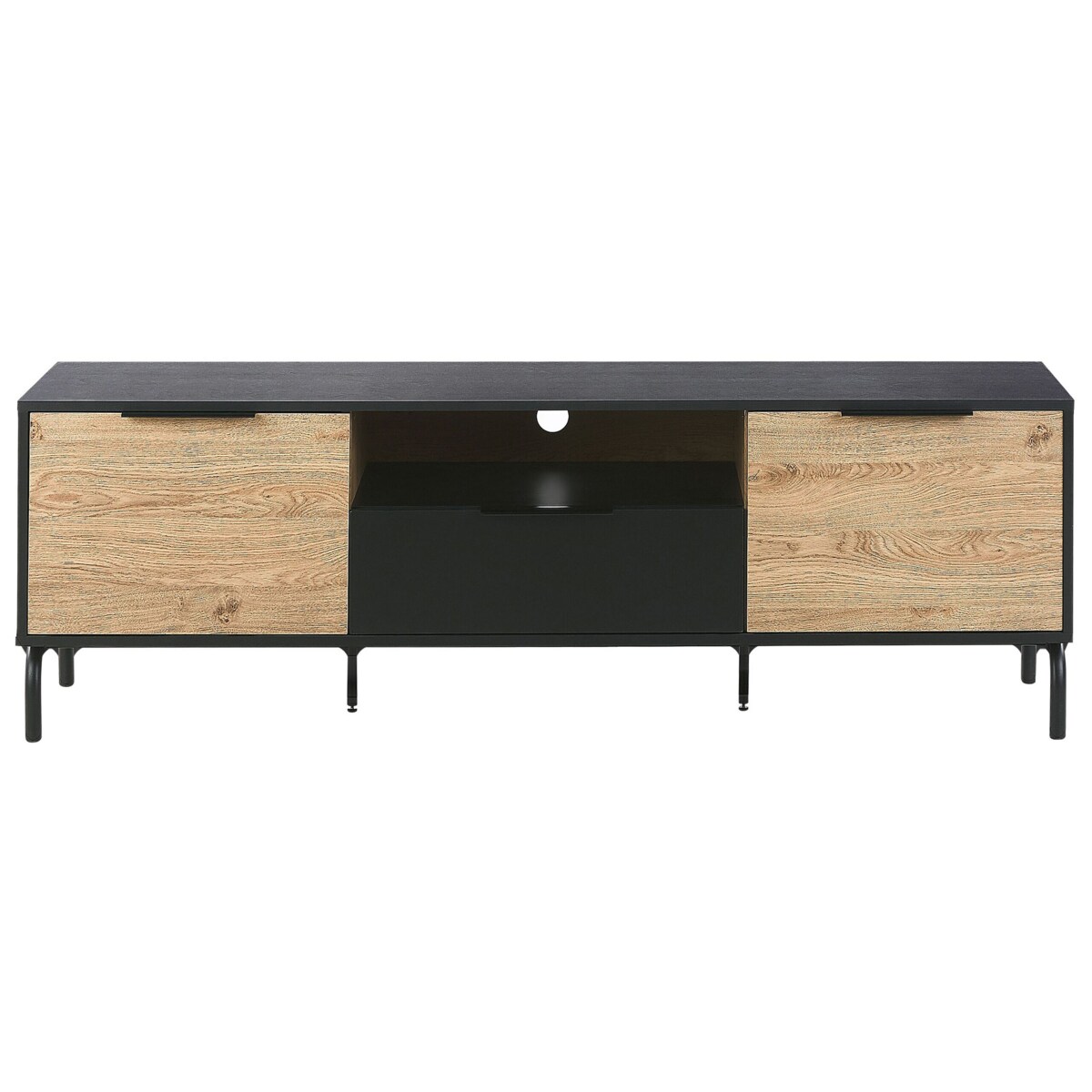 Szafka RTV czarna z jasnym drewnem ARKELY