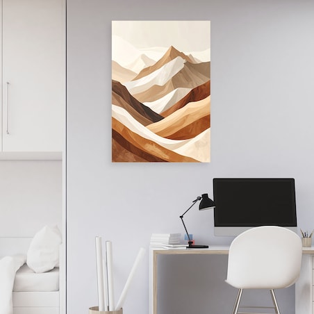 Obraz do salonu sypialni biura kuchni hotelu spa, Krajobraz górski w stylu boho beżowo brązowy 30x45 cm