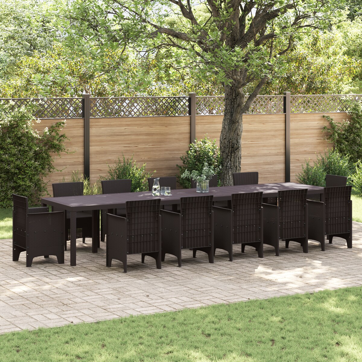 vidaXL Stół Ogrodowy Brązowy 400x100x73 cm Poli Rattan