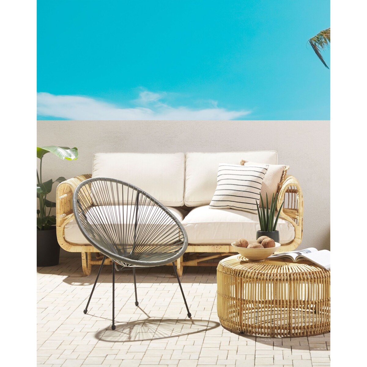 Zestaw 2 krzeseł z technorattanu szary ACAPULCO II