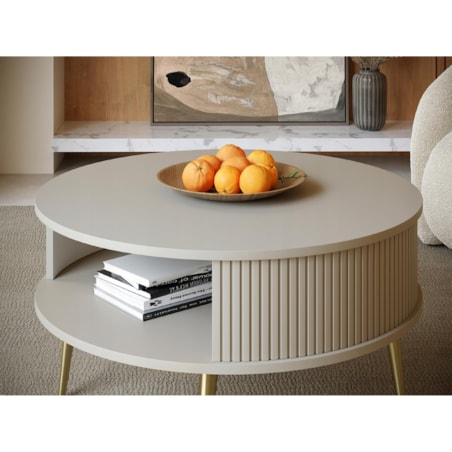 Japandi Stolik Kawowy KASZMIR Złote Nogi 76 cm VERLO GOLD Stolik do Salonu