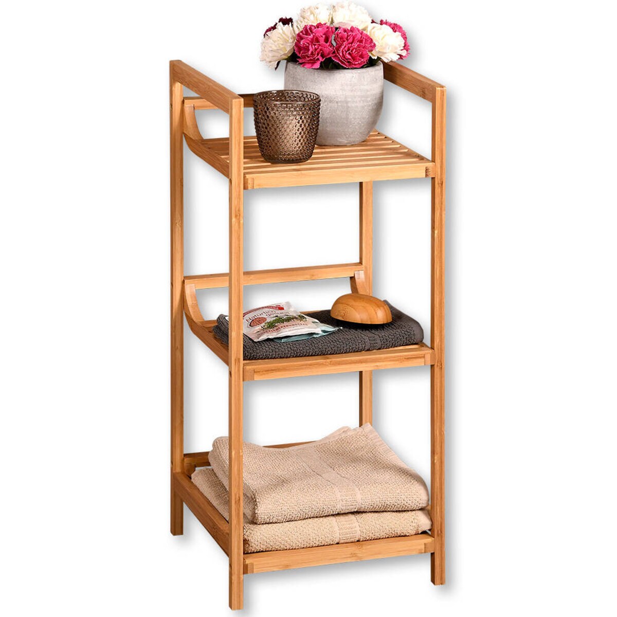 Regał łazienkowy z 3 półkami, bambusowy, KESPER