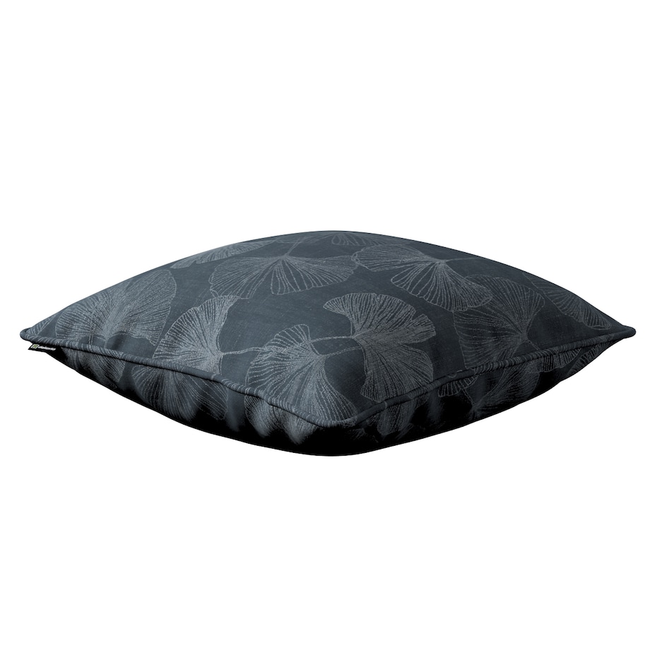 Poszewka Gabi na poduszkę 45x45 szaro-srebrne liście miłorzębu na grafitowym tle