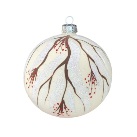 Komplet 6 bombek białych matowych Ø 80 mm z ptaszkami