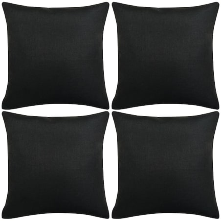 vidaXL Poszewki na poduszki 4 szt. lniane, czarne 40x40 cm