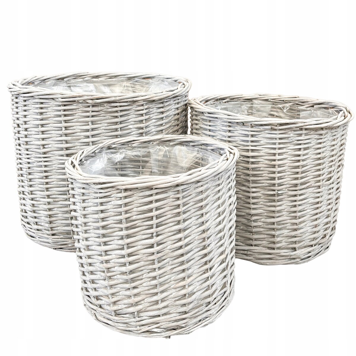 DUŻY KOSZ WIKLINOWY 50cm NA KWIATY DREWNO DUŻY DONICA OSŁONKA KWIETNIK 3szt