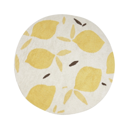 Dywan okrągły bawełniany ø 140 cm jasnobeżowy z żółtym MAWAND