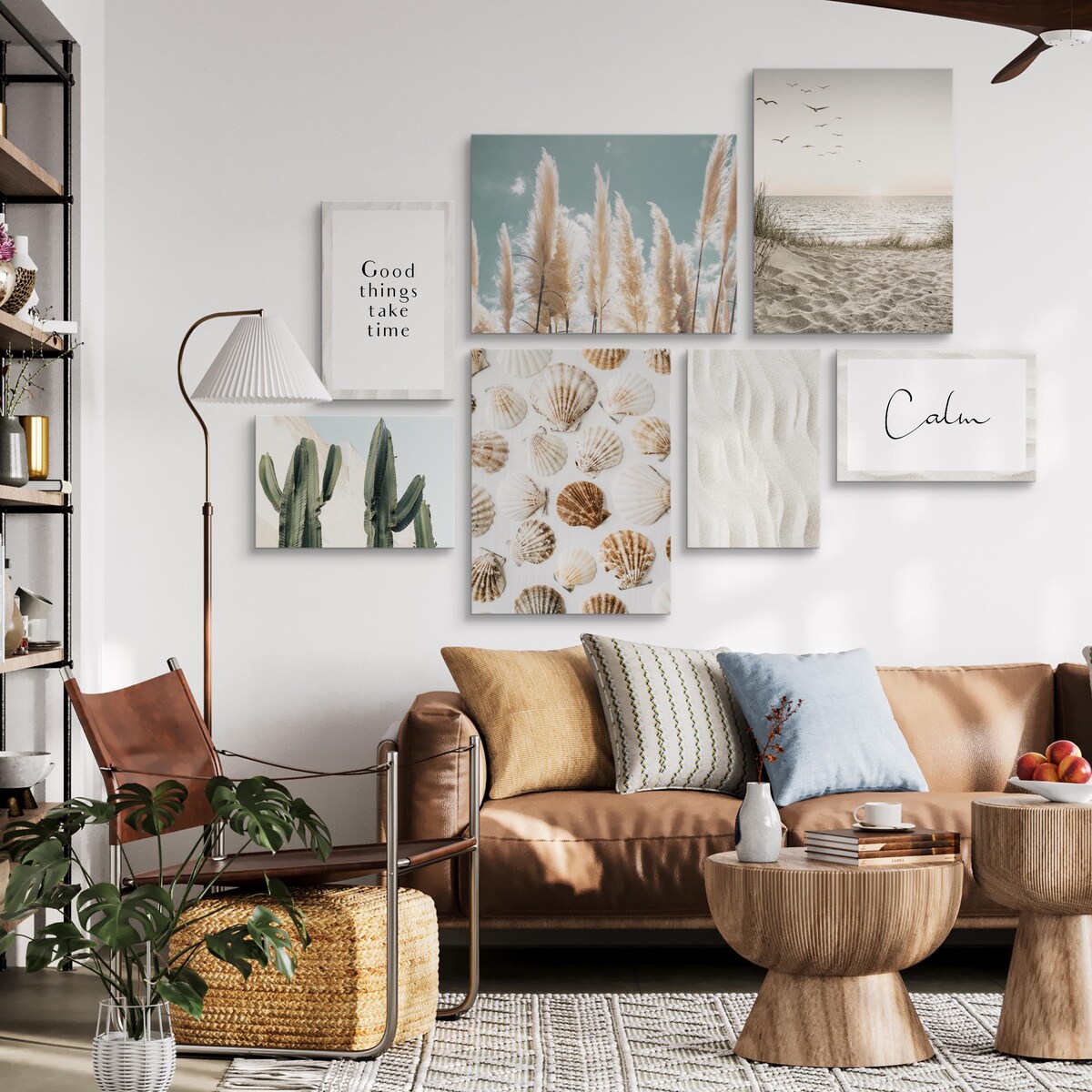 Zestaw Obrazów Do Salonu Muszle PLAŻA Trawa Morze 110x80cm